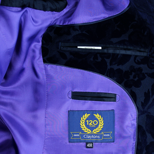 Navy Flocked Jacket Regular Length