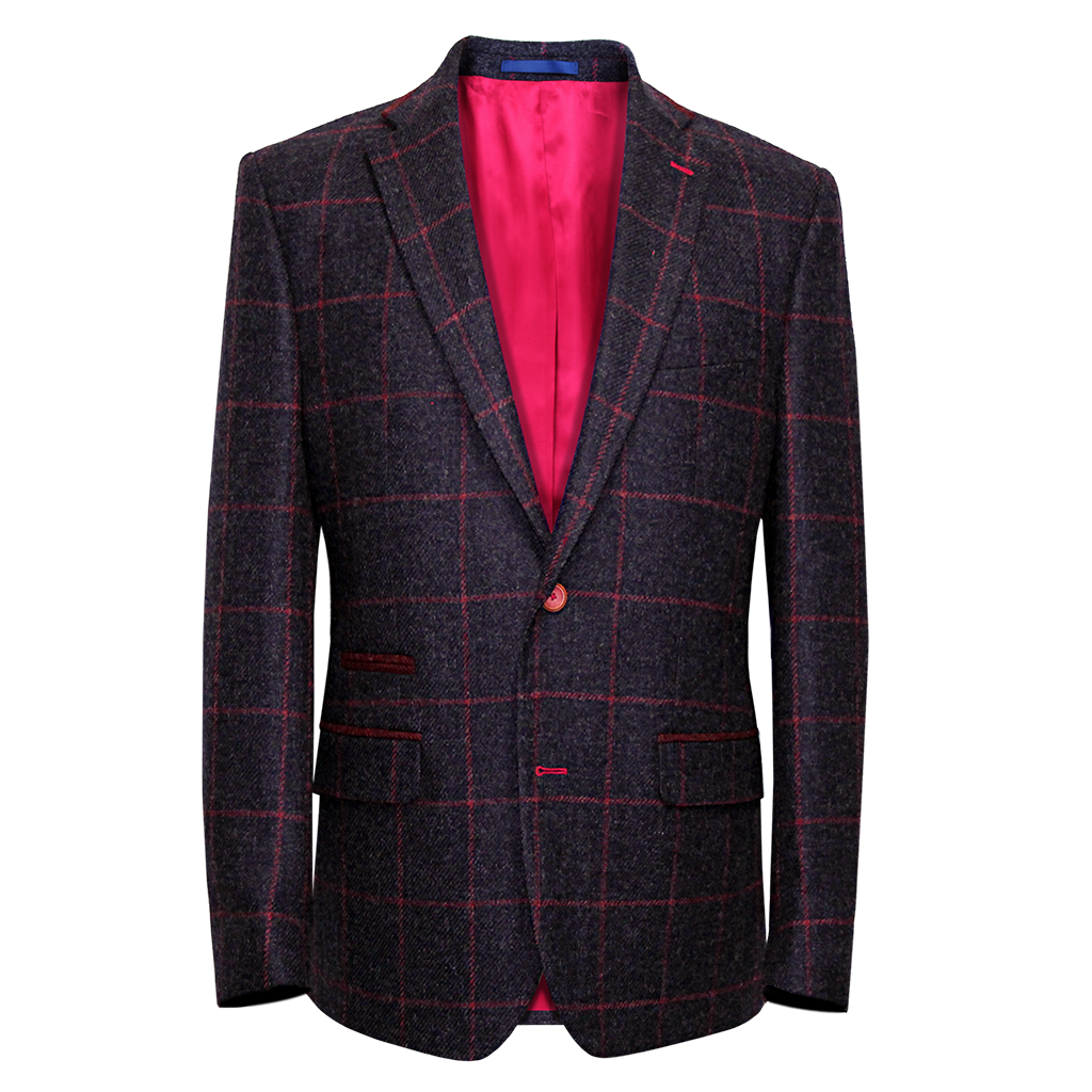 Purple Overcheck Jacket Short Length