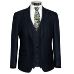 Load image into Gallery viewer, Navy Textured Suit Jacket
