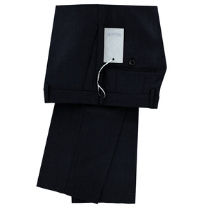 Navy Textured Suit Trousers