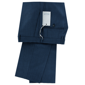 Blue Textured Suit Trousers