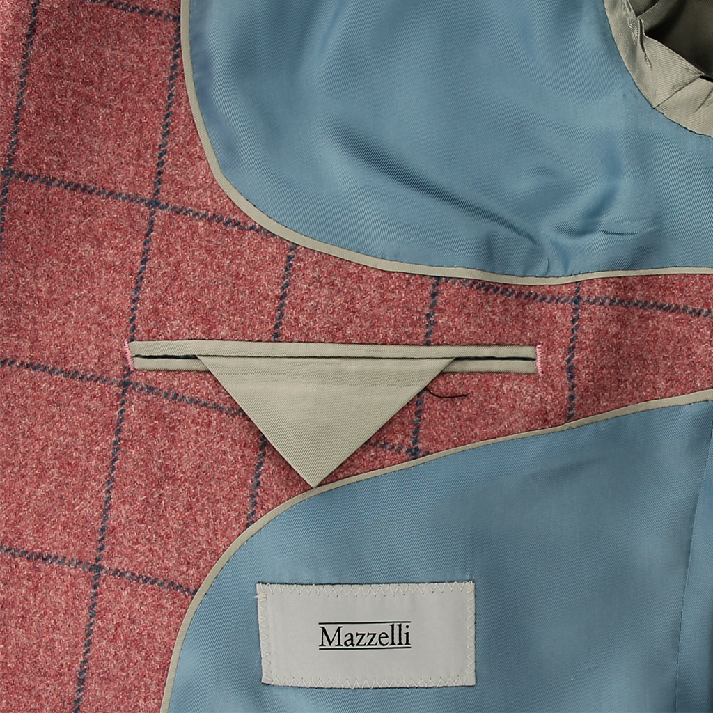 Mazzelli Pink Wool Jacket Navy Overcheck Short Length