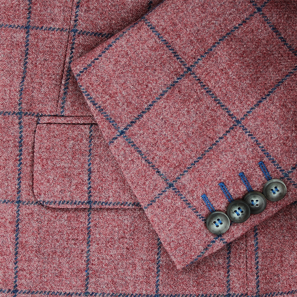 Mazzelli Pink Wool Jacket Navy Overcheck Long Length