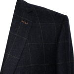 Load image into Gallery viewer, Mazzelli Navy Wool Jacket Camel Overcheck Regular Length
