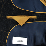 Load image into Gallery viewer, Mazzelli Navy Wool Jacket Camel Overcheck Long Length

