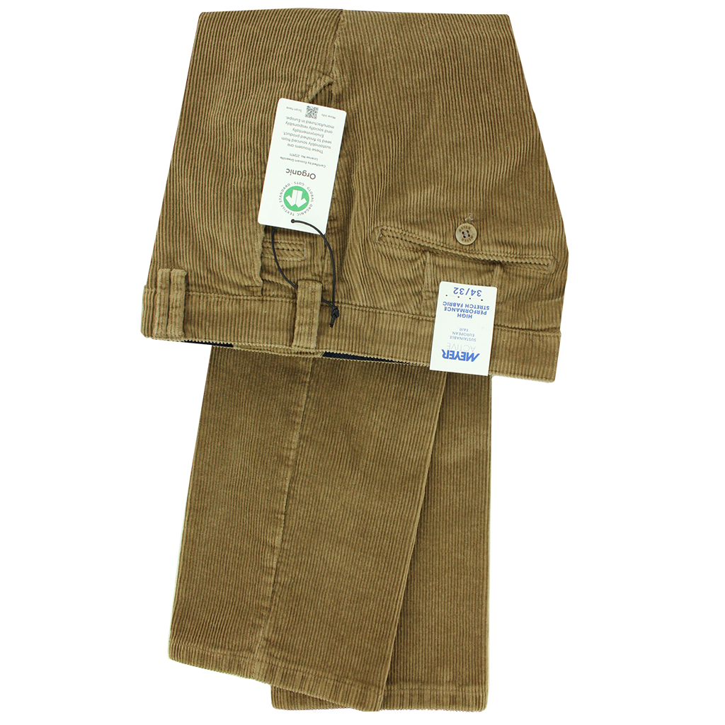 Meyer Active Bonn Corduroy Camel Trousers Long Leg