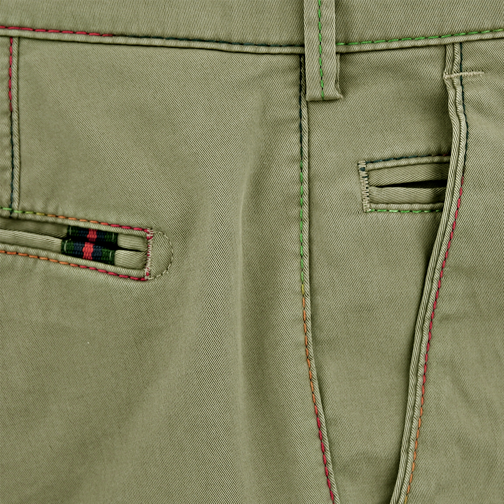 Olive Multi Stitch Shorts