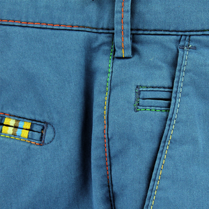 Blue Rainbow Stitch Shorts
