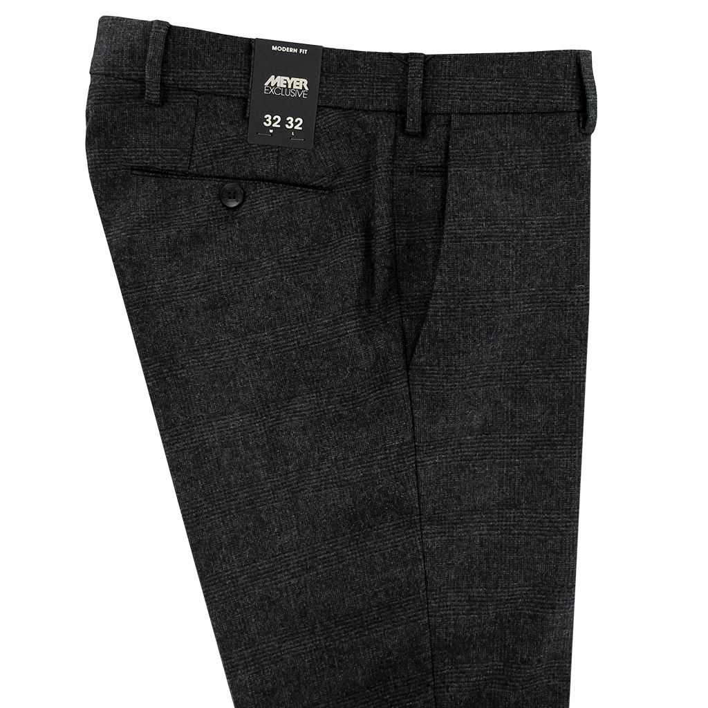 Meyer Exclusive Bonn Wool Dress Charcoal Trousers Short Leg