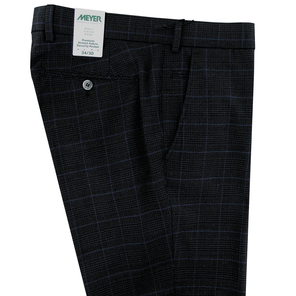Grey Check Trousers Regular Leg