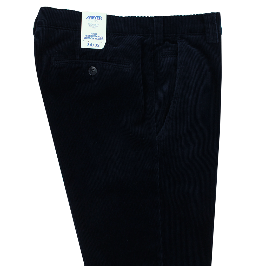 Meyer Active Bonn Corduroy Navy Trousers Regular Leg