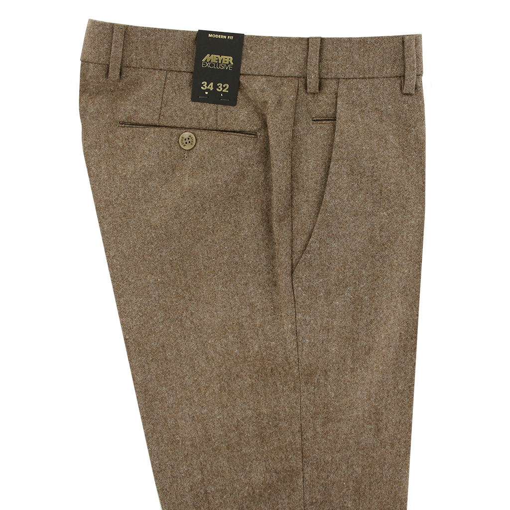 Meyer Exclusive Bonn Tweed Dress Brown Trousers Long Leg