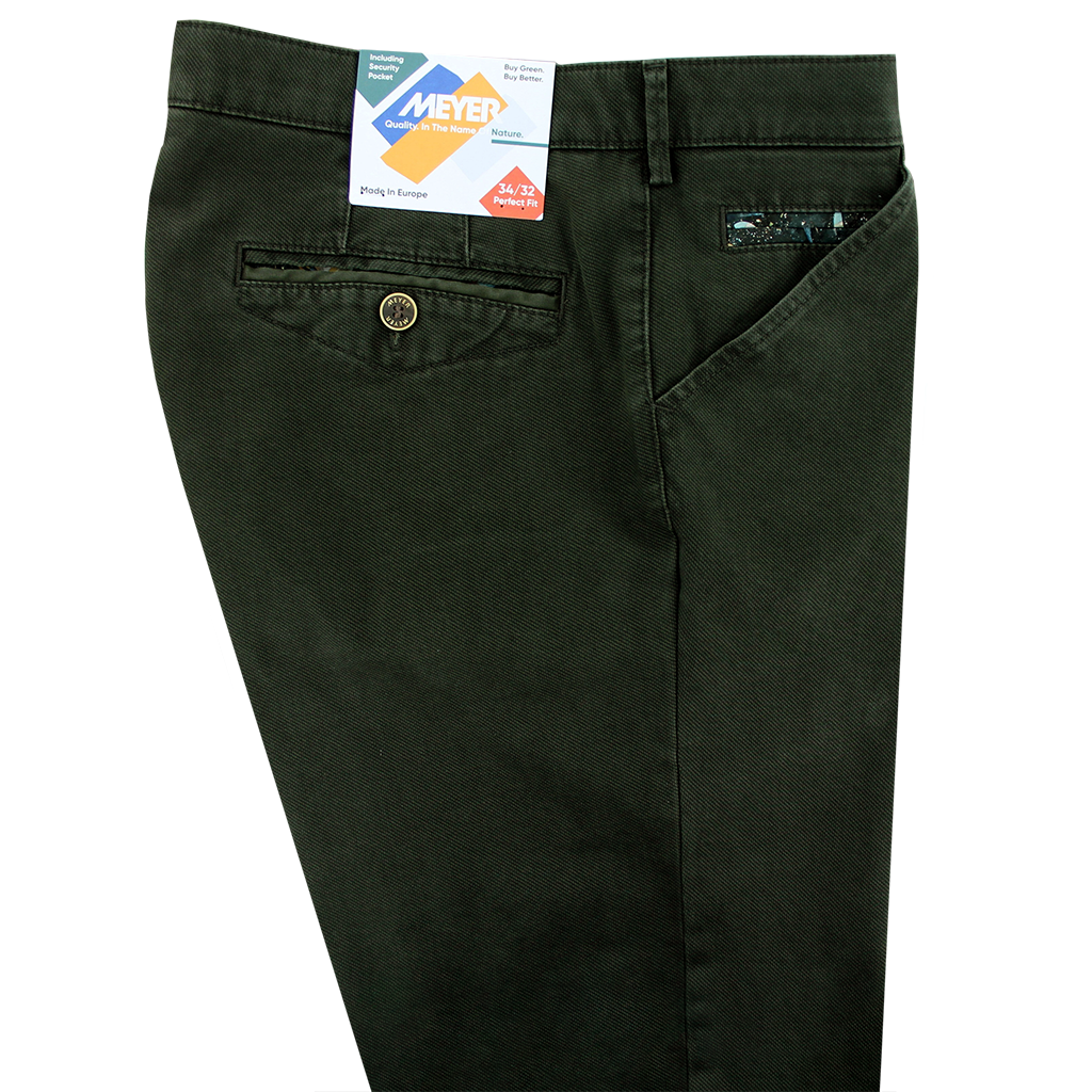 Meyer Luxury Micro Structure Cotton Trouser Green Short Leg