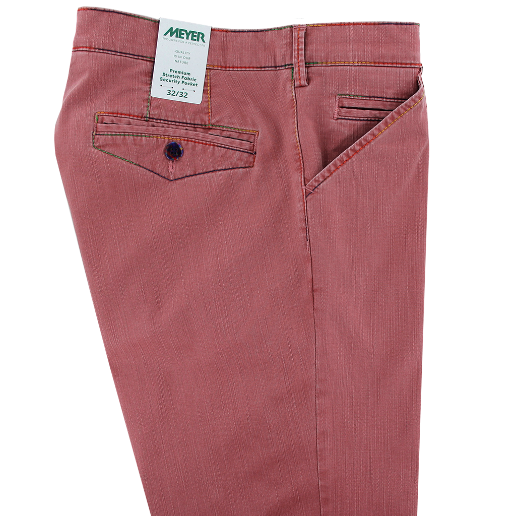 Berry Multi Stitching Trousers Short Leg