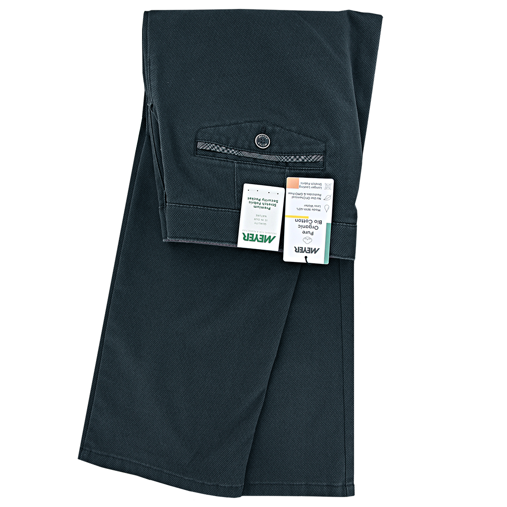Navy Structured Cotton Trouser Regular Leg
