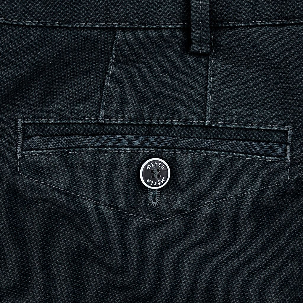 Navy Structured Cotton Trouser Regular Leg