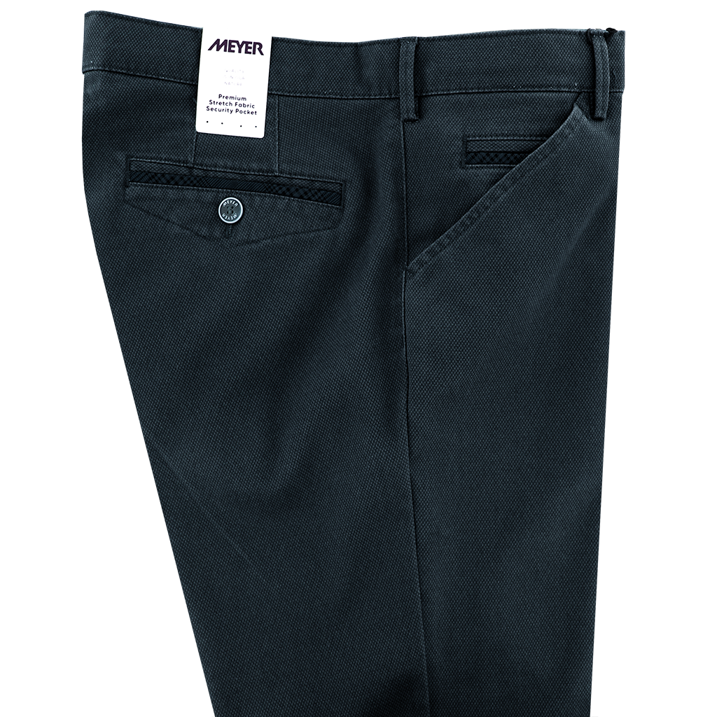 Navy Structured Cotton Trouser Short Leg