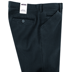 Navy Structured Cotton Trouser Short Leg
