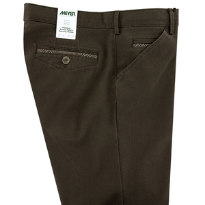 Taupe Structured Cotton Trouser Regular Leg