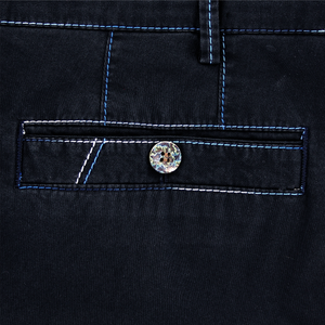 Navy Rainbow Stitch Trousers