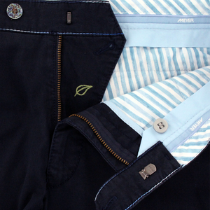 Navy Rainbow Stitch Trousers
