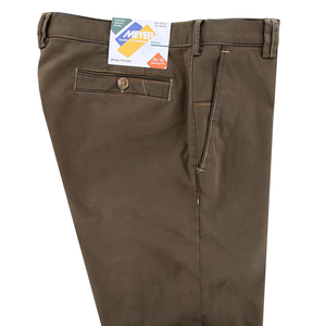 Meyer Multicoloured Stitching Cotton Trouser Mocha Short Leg