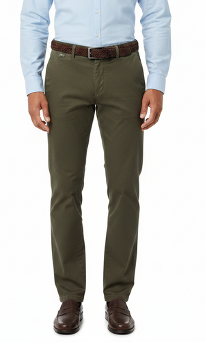 Brown Wave Texture Stretch Chinos