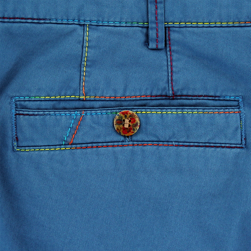 Blue Multi Stitching Trouser Short Leg