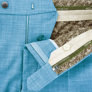 Blue Cooling Wool Linen Trousers