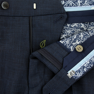 Navy Cooling Wool Linen Trousers