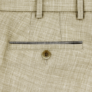 Beige Cooling Wool Linen Trousers