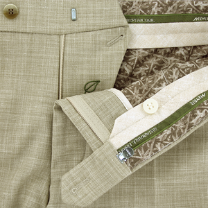 Beige Cooling Wool Linen Trousers