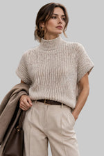 Load image into Gallery viewer, Sand Boxy Mock Neck Vest
