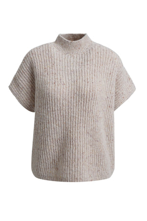 Sand Boxy Mock Neck Vest