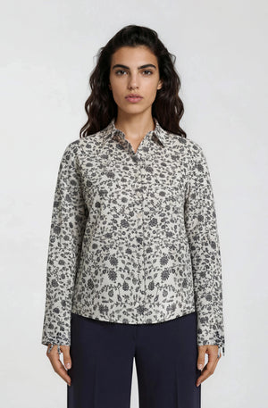 Navy Floral Print Blouse