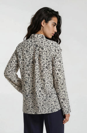 Navy Floral Print Blouse