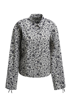 Navy Floral Print Blouse