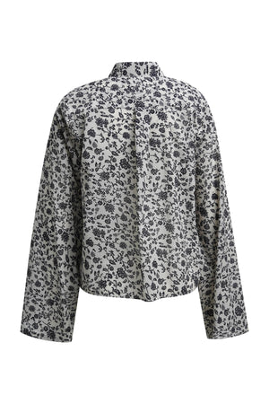 Navy Floral Print Blouse