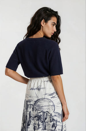 Navy Scenic Desert Toile Skirt