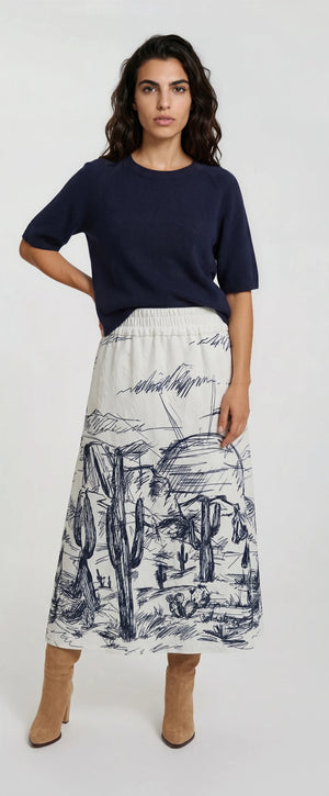 Navy Scenic Desert Toile Skirt
