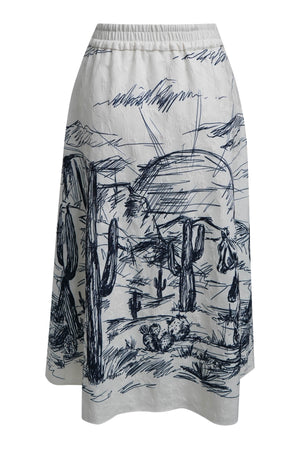 Navy Scenic Desert Toile Skirt