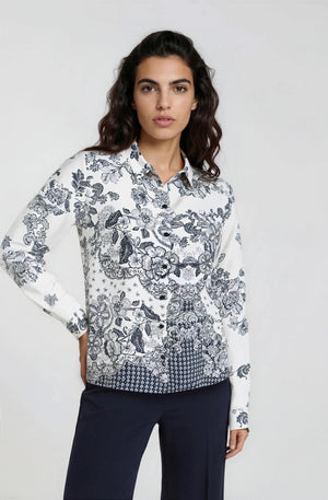 Navy Floral Print Blouse