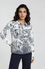 Load image into Gallery viewer, Navy Floral Print Blouse
