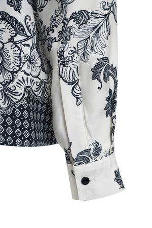 Navy Floral Print Blouse