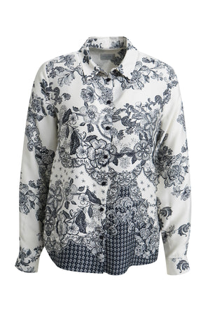 Navy Floral Print Blouse