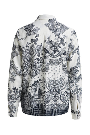 Navy Floral Print Blouse