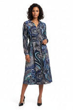 Load image into Gallery viewer, Navy Paisley Print Shirt Dress
