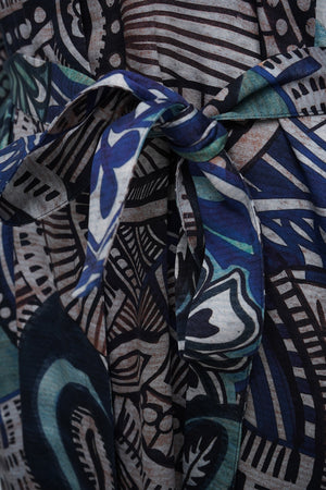 Navy Paisley Print Shirt Dress