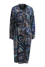 Load image into Gallery viewer, Navy Paisley Print Shirt Dress
