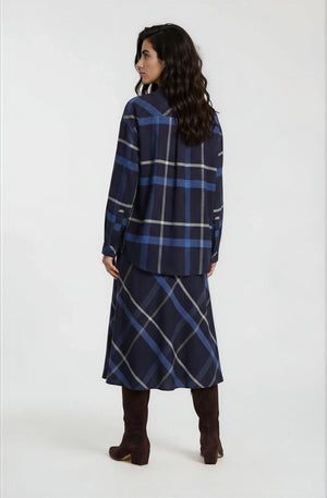 Navy Diagonal Check Skirt